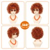 Women Short Curly Orange Red Wig Set Sunglasses for 70s