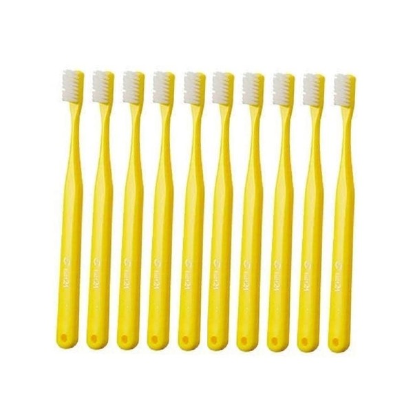Oral Care Tuft 24 General Adult 3 Row Toothbrush, Set of 10, MH (Medium Hard), Yellow