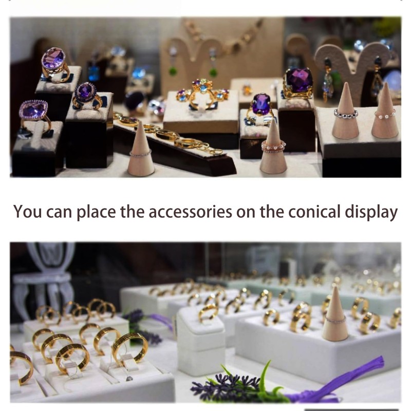 Lcvasvuz 10 Pcs Wooden Ring Display Stand Jewelry Holder Organiser