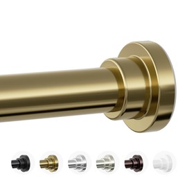 Mcrbeay Shower Curtain Rod, 1" Diameter Heavy Duty Tension Shower Rod, Non Slip Adjustable 28-74 inch No Drilling Shower Curtain Rods Spring Tension For Bathroom, Shower Stall, No Rust, Chrome Gold