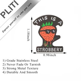 PLITI Funny Strawberry Pun Gift Strawberry Lover Gift This Is A Strobbery Strawberry Brooch Pin For Women (Strobbery Strawberry pinCA)