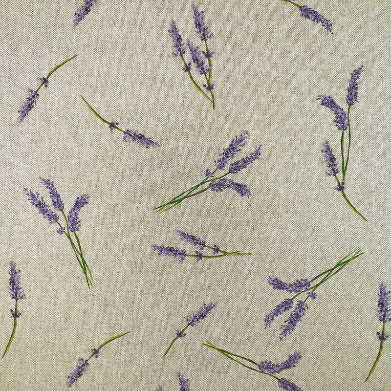 Cotton Rich Linen Look Upholstery Fabric Purple Lavender Flower Digital