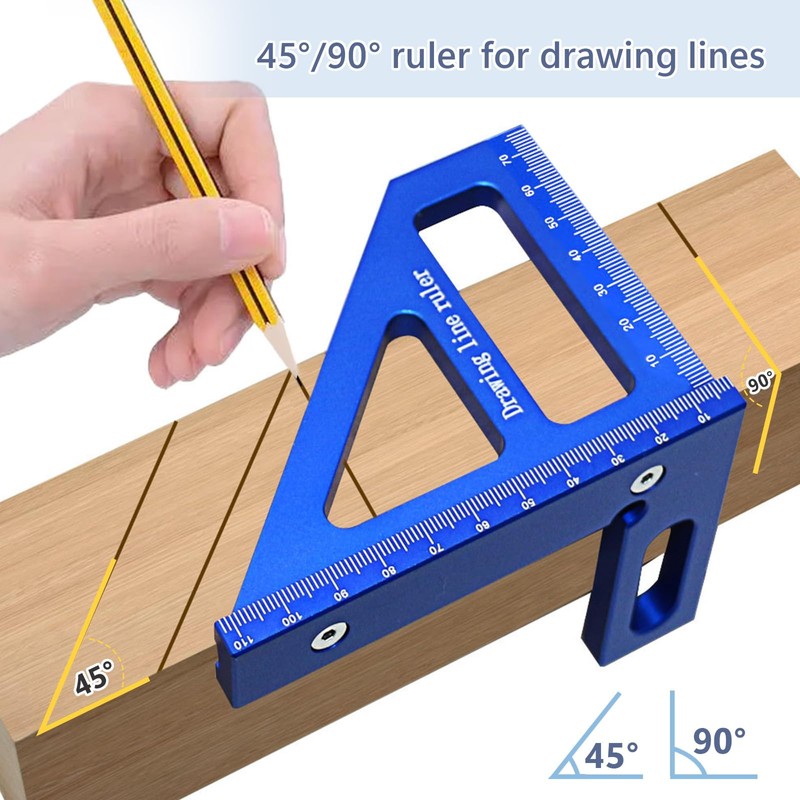 3D Multi-Angle Measuring Ruler, 45° & 90° Degree Triangle Scriber
