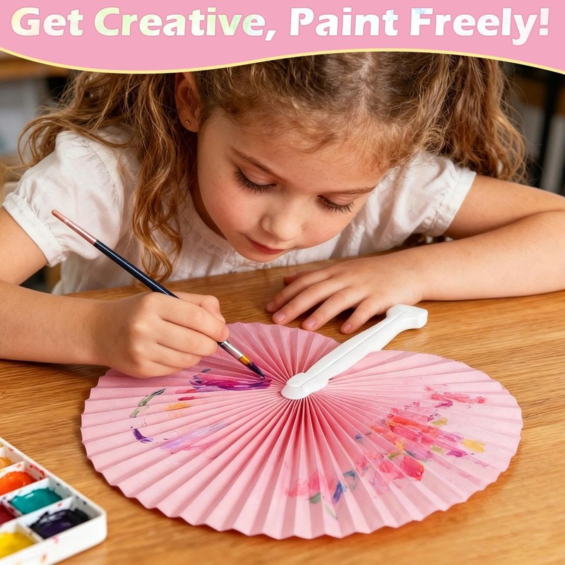 48 Pack 6 Colours Paper Fans, Mini Handheld Folding Paper