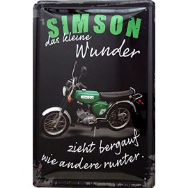 vielesguenstig by Robby Wanka Tin Sign 20 x 30 cm Simson das kleine Wunder zieht uphauf wie andere runter [German Language] S51 Moped DDR