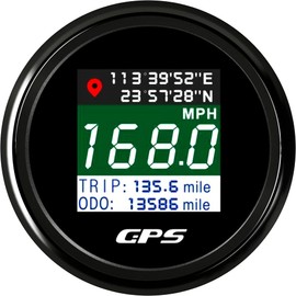 ARTILAURA GPS Speedometer 2-1/16" 52mm Digital Boat GPS Speedometer Gauge MPH Km/h Knot TFT Screen Antenna Odometer for AUTO Car Marine (Black)