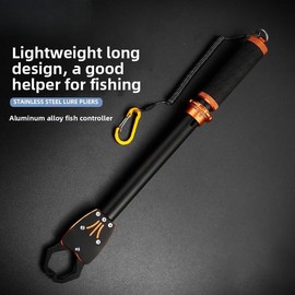 WDJZYW 16.2-inch Aluminum Alloy Fish Lip Gripper, 360-degree Rotating Non-Slip Handle (PP Material), Powerful bite, Window Breaker, Lost Hand Rope, Giant Fish, Men's Gift