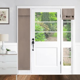 YSYY 100% Blackout French Door Curtains, Wrinkle Free, Room Darkening, Blocks Light and Heat Through Glass. Drill-Free， Easy Installed Door Window Curtains. (Mocha,1 Panel, 12"x 70")