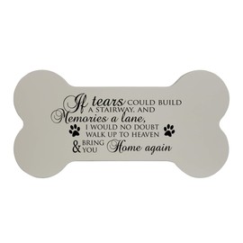 LifeSong Milestones Dog Bone Cremation Urn Memorial Keepsake Box in Loving Memory for Loss of Loved Pet Small Urn for Dog Ashes Comfort Gift 5” x 10” If Tears (Ivory)