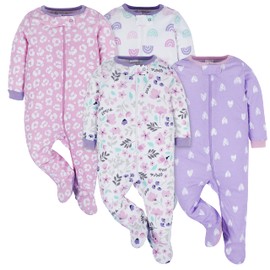 Onesies Brand Baby Girls 4-pack 'N Play Footies Multi And Toddler Sleepers, Rainbows, 3-6 Months US