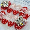 Red Romance Handmade Nail Tips - Oval / 레드 로망스