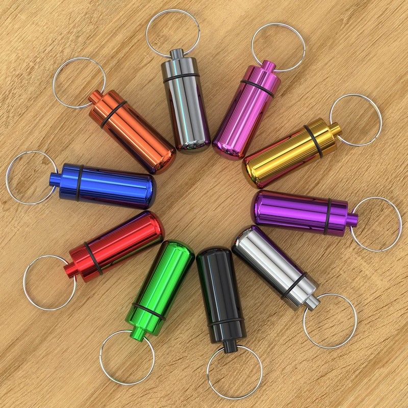 Small Portable Pill Case with Keychain(10 Pack), Urekt Waterproof Aluminum