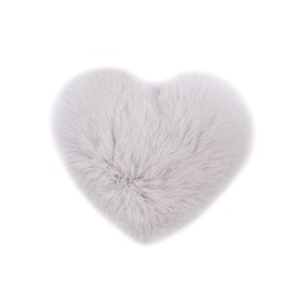 surell Real Rex Fur Heart Shaped Hair Tie - Cute and Trendy Hair Accessory - Fashionable Real Fur Hair Tie for All Hair Types - Fun Hair Jewelry (Light Grey)