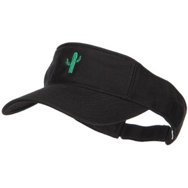 e4Hats.com Mini Cactus Embroidered Cotton Washed Visor - Black OSFM
