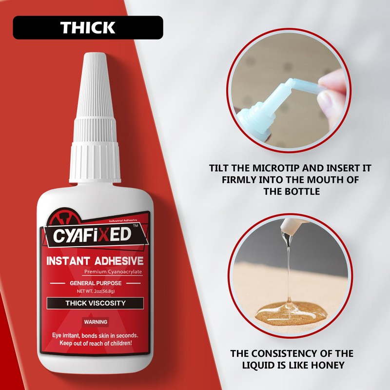 CYAFIXED Strong Cyanoacrylate (CA) Super Glue, High Strength Thick Viscosity