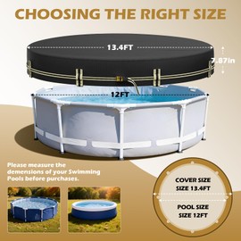 ZhenXingCheng 12 FT Round Pool Cover for Above Ground Pool, 500D Oxford