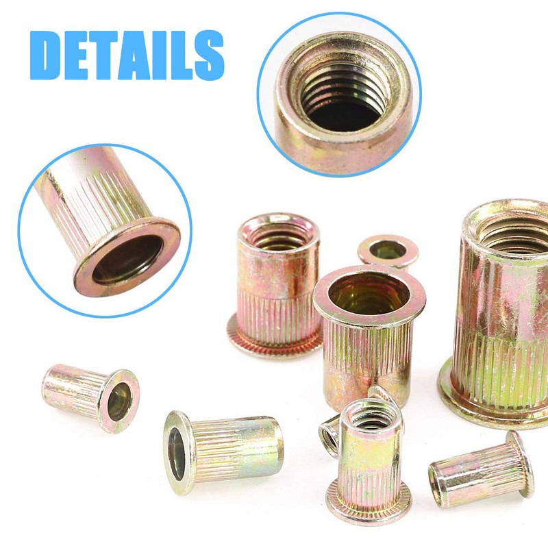 BESTYCHAO Rivet Nut, 120pcs Zinc Plated Steel Flat Head Threaded