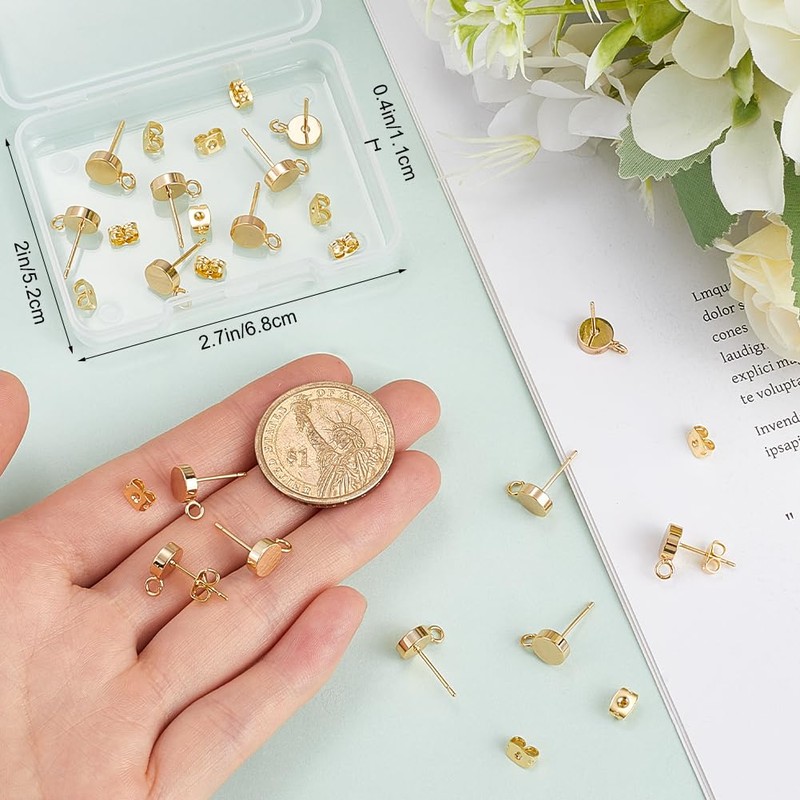 Beebeecraft 1 Box 20Pcs 7mm Real 18K Gold Plated Flat