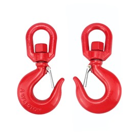 QWORK Swivel Lifting Hook, 1 Pack of 5 Ton Swivel Eye Sling Hook with Latch, Forged Alloy Steel Crane Swivel Hook, Lifting Swivel Hoist Hook Rigging, Red