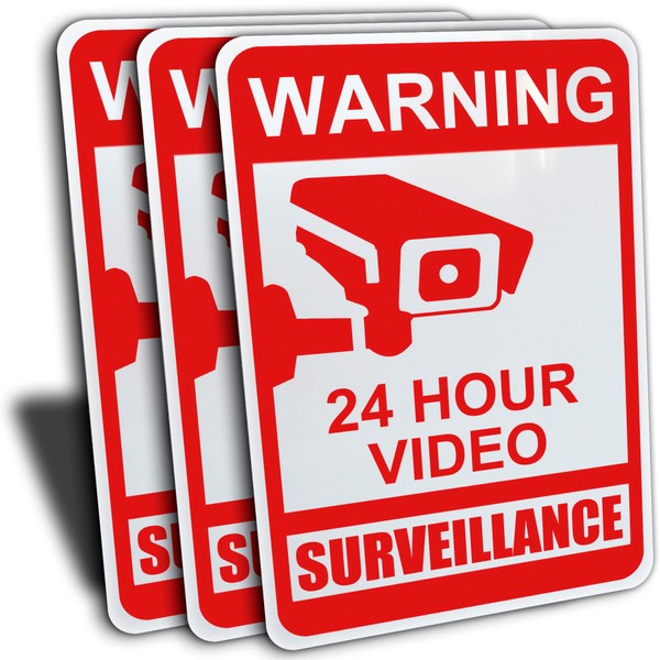3 Pack of Video Surveillance Signs for Private Properties to