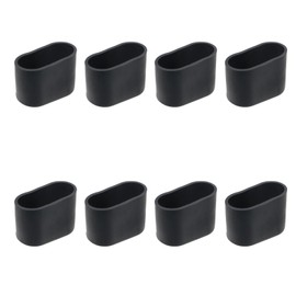 Geesatis 8 Pcs Oval Chair Leg Cap Flexible Furniture Pad Table Feet Covers Floor Protector, Black, 2 x 1 inch