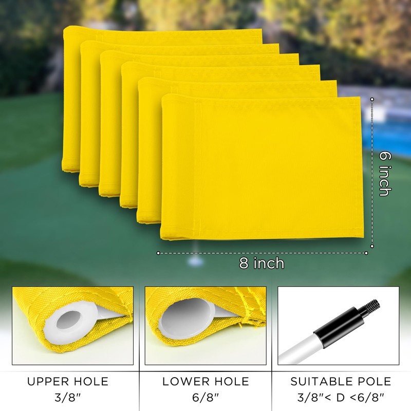 KINGTOP Golf Flag 8x6 Inch - Plain Yellow, 420D Nylon,