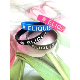 GMXLin ELIQUIS Medical Alert ID Silicone Bracelet 4 Pack Sport Rubber Medical Awareness Emergency Wristbands for Men Women