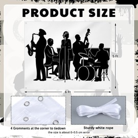 VitalCozy 20s Speakeasy Decoration Roaring 20's Jazz Band Party Decorations 5x6 ft 1920's Photo Props Backdrops Music Themed Mystery Backdrops Banner for International Jazz Day Party Props