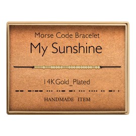 SANNYRA Adjustable My Sunshine Morse Code Bracelet, Secret Message Friendship Trendy Jewelry for Women, 14k Gold Plated Beads on Silk Cord Friendship Gift for Her