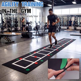 Nuanchu 3-in-1 Agility Ladder Training Mat 15 ft x 3 ft, Speed Ladder and Dot Drill Mat, Non-slip Exercise Training Mats for Basketball Soccer Football Adults Youth Indoor Outdoor Exercise Equipment
