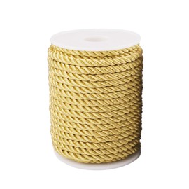 6 mm Decorative Twisted Cord, Twisted Cord, Gold, 3-Layer Polyester Cord Rope, Soft Craft Rope for Home Decor, DIY Craft, Curtain, Tie, Honor Corduroy, Gift Bags
