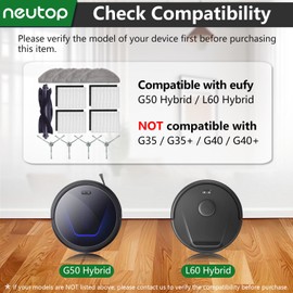 Neutop Replacement Parts Compatible with eufy G50 Hybrid, L60 Hybrid, Robot Vacuum Accessories 1 Roller Brush 4 Filter 4 Side Brush 4 Mop Pad
