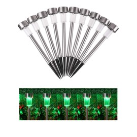 NEWOTE - 10 luces LED para exteriores de acero con energía solar para paisaje, color verde