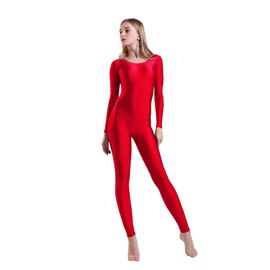 Kepblom Women's Long Sleeve Scoop Neck Unitard Spandex Bodysuit for Dance Gymnastic Costume