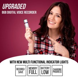 dB9PRO Audio Voice Recorder with Microphone - VR1 (Silver) 8GB Mini Recording Device for Class, Lectures – Sound Tape Recorder Flash Drive - 384 kbps 48 Hrs Capacity - Easy to Use - Upgraded