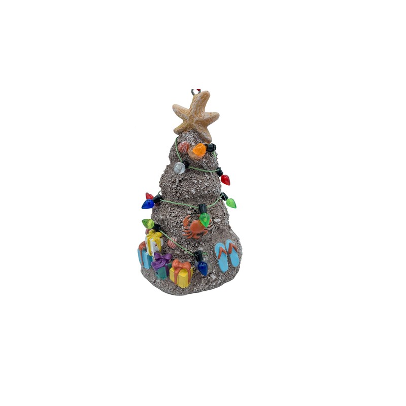 Sand Christmas Tree Tropical Beach Ornament with Lights