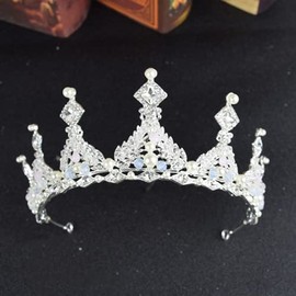 YADIRF Shiny Crystal Rhinestone Queen Crown Tiara Headpiece For Wedding Birthday Prom Queen Pageant Hair Accessories (Silver)