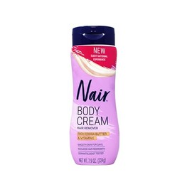 Nair Crema depiladora para brazos, piernas, axilas y zona del bikini, rica manteca de cacao y vitamina E, 7.9 onzas