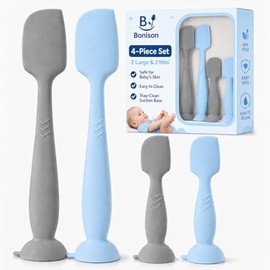 4-Pack Diaper Cream Spatula – Soft-Flex Silicone Butt Spatula for Babies, 2 Large & 2 Mini with Travel Case, Gentle Yet Firm Tip for Smooth, Even Diap