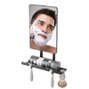 deweisn Fogless Shower Mirror, 360° Rotation Adjustable Shaving Mirror,Bathroom Shower Mirror with Multifunctional Storage Tray and Razor Holders