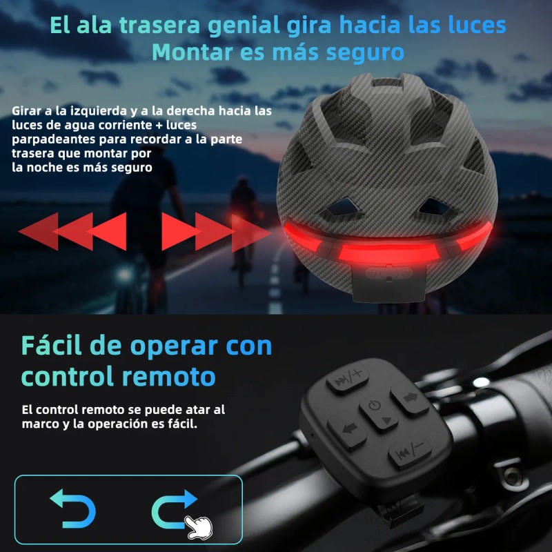 Casco Inteligente Con Auriculares Bluetooth Luz Advertencia