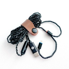 SonicLink DAC Cable by Kontinum - USB Type C with Microphone, 2-pin Earphone connectors, 48" Soft Touch Black Cable, 384KHz/32bit Sampling Rate for Quality Sound