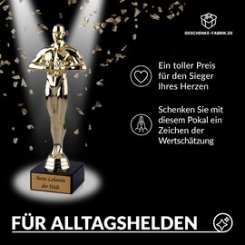 Trophy Factory – Golden Trophy with Engraving Beste Lehrerin der Welt – Victor Winner Figure 24 cm – Gift for Teacher Farewell – School/Graduation