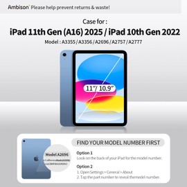 Ambison Case for iPad (A16) 11th/10th Generation (2025/2022) 11''/10.9'' for Kids Girls with 9H Tempered Glass Screen Protector, Heavy Duty Protective with Butterfly Stand, Carrying Strap-Multicolor