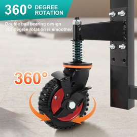 6inch Gate Wheel Heavy Duty with Brake for Wooden/Gate Metal Tube Gate, with Nuts Wrench Gloves 500 Lb Capacity Spring Loaded Fence Gate Wheel with 360 Degree, 2 Pack