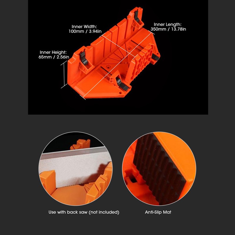 14-inch Mitre Box with Movable and Non-slip Jaw for Back