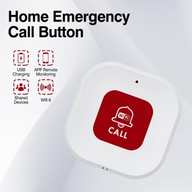 OOCOME 2PCS Wifi Elderly Panic Call Button Alarm, Home Emergency Pager Alert System for Seniors/Patient/Handicapped/Kids, Smart SOS Wireless Caregiver Life Alert, APP Monitoring, No Monthly Fee (2)