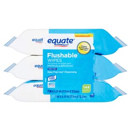 Equate Flushable Wipes, Fresh Scent, 48 Ct, 3 Pack, Blue