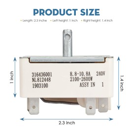 SuperDi 316436001 316021501 5304506425 1155395 Switch Fits for Frigidaire and Affiliated Brands Kenmore Replaces Parts EA1145040, AH1145040, AP3885460,PS1145040,NT-R68C Infinite Range Switchs