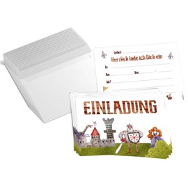 Olgs Ritter children's birthday invitation cards, set of 12 to fill including envelopes ideal for theme party